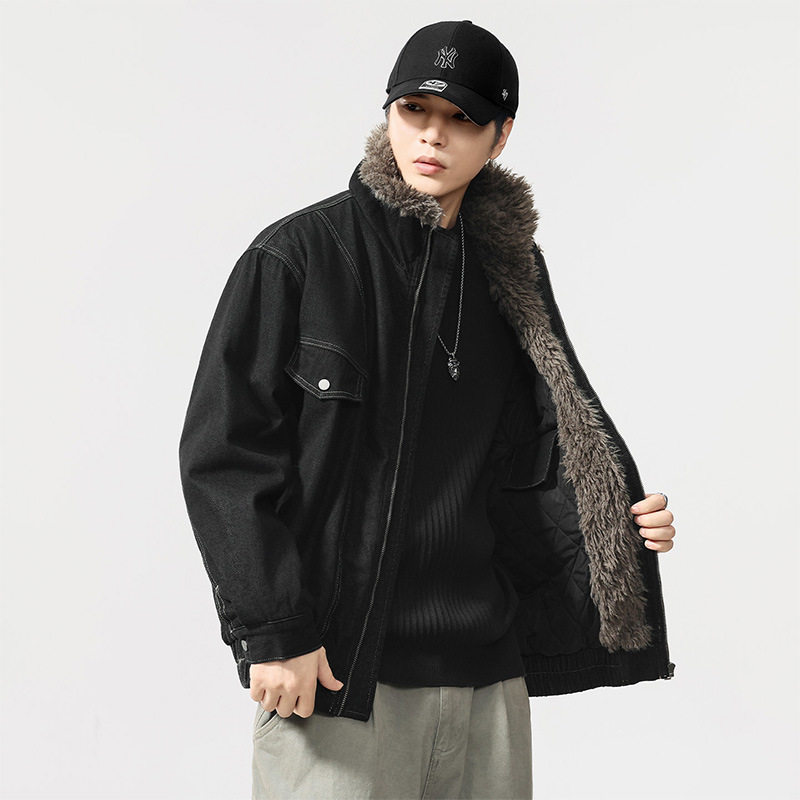 美式复古毛领保暖羊羔绒工装牛仔夹克男加绒加厚棉服棉袄外套,户外/登山/野营/旅行用品,户外休闲衣,淘宝优惠券,粉丝福利购,淘宝优惠卷
