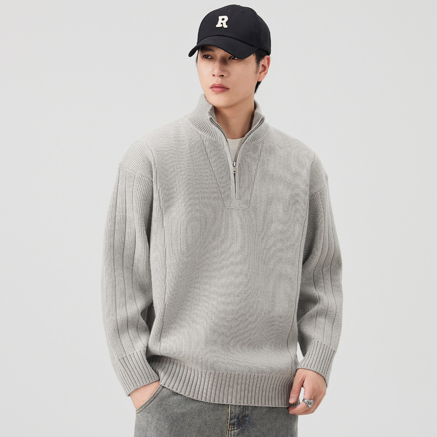 高级感半高拉链毛衣男士秋冬季加厚宽松慵懒立领线衫针织衫外套男,户外/登山/野营/旅行用品,户外休闲衣,淘宝优惠券,粉丝福利购,淘宝优惠卷