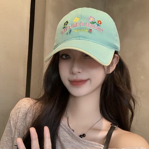 韩系小众花朵刺绣棒球帽女2026新