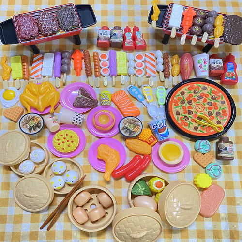 儿童过家家玩具仿真食物烧烤BBQ套装厨房烤肉串香幼儿园宝宝礼品