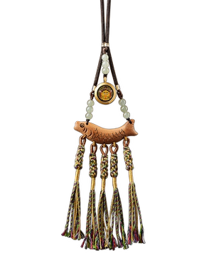 桃木鱼汽车挂件大黑天财神吊饰