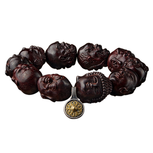 十八罗汉小叶紫檀手串男士文玩佛珠佛头檀香木质盘玩念珠手链真品