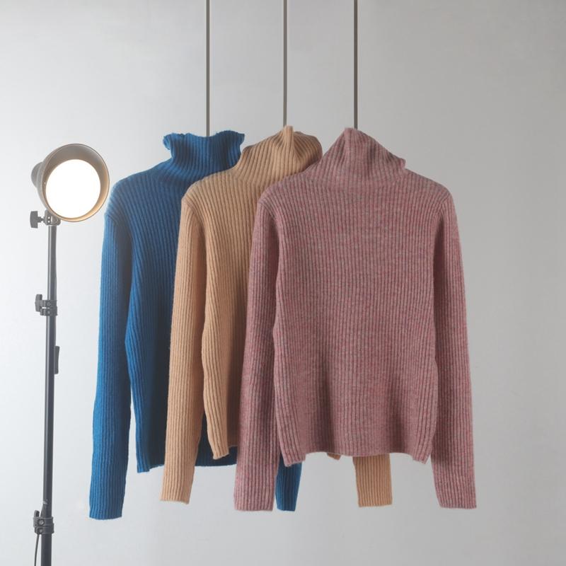 高领毛衣秋冬款新款韩版简约套头宽松小清新长袖纯色厚款打底衫潮