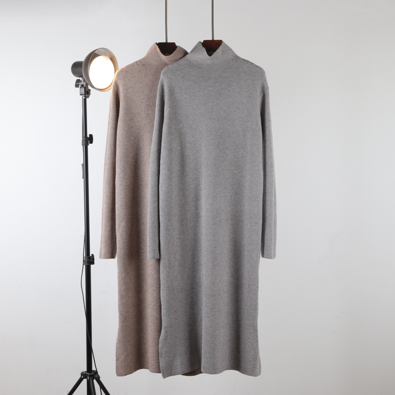 2023纯色过膝毛衣裙打底衫