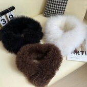 高奢羊毛皮毛一体围巾女冬季 保暖百搭双面皮草磁扣围脖毛毛领子