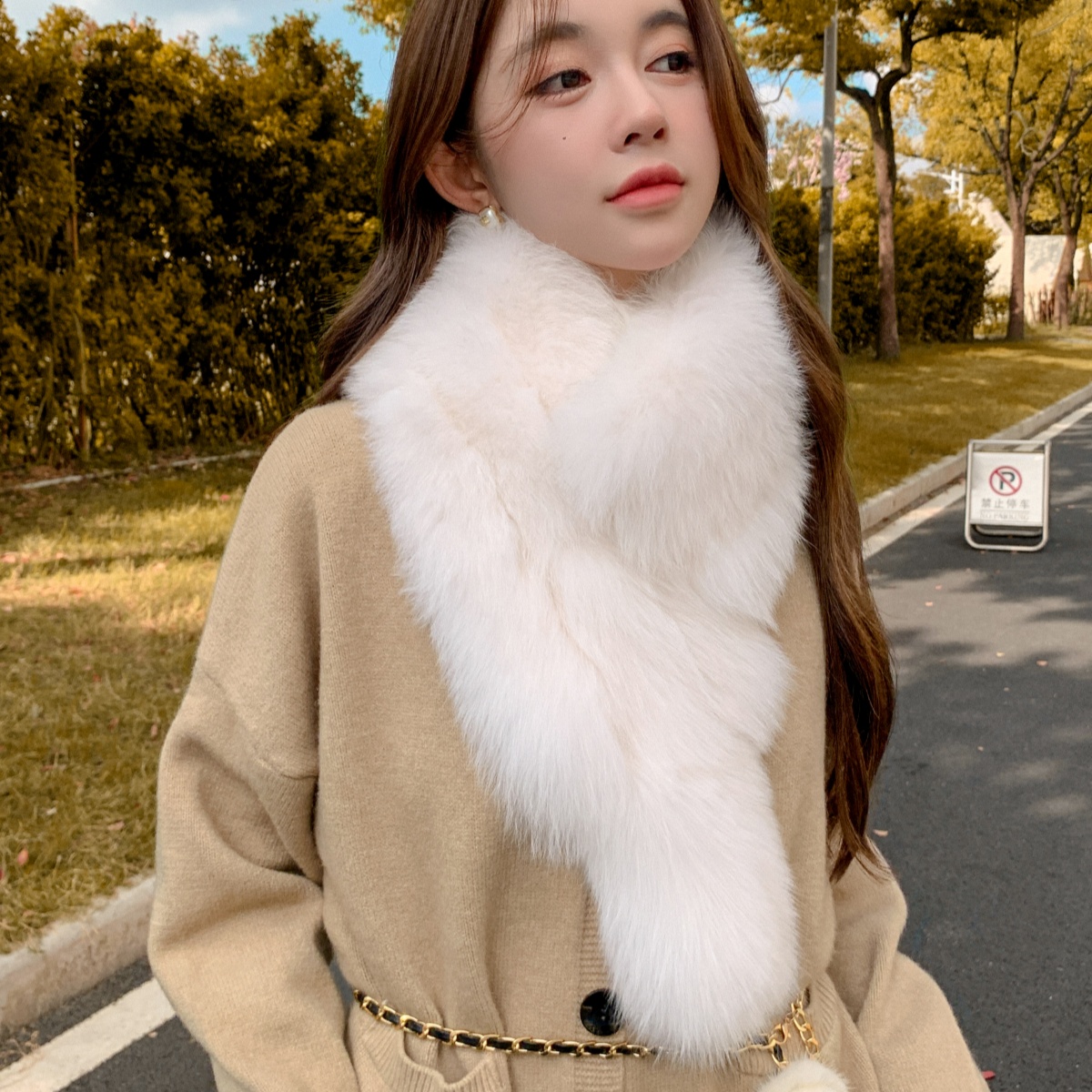 皮草围脖夹子韩版真毛大毛领