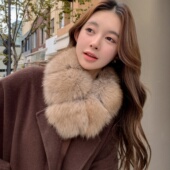 整皮双面毛狐狸毛围巾围脖女秋冬竹节反面獭兔毛领子真毛磁铁磁力