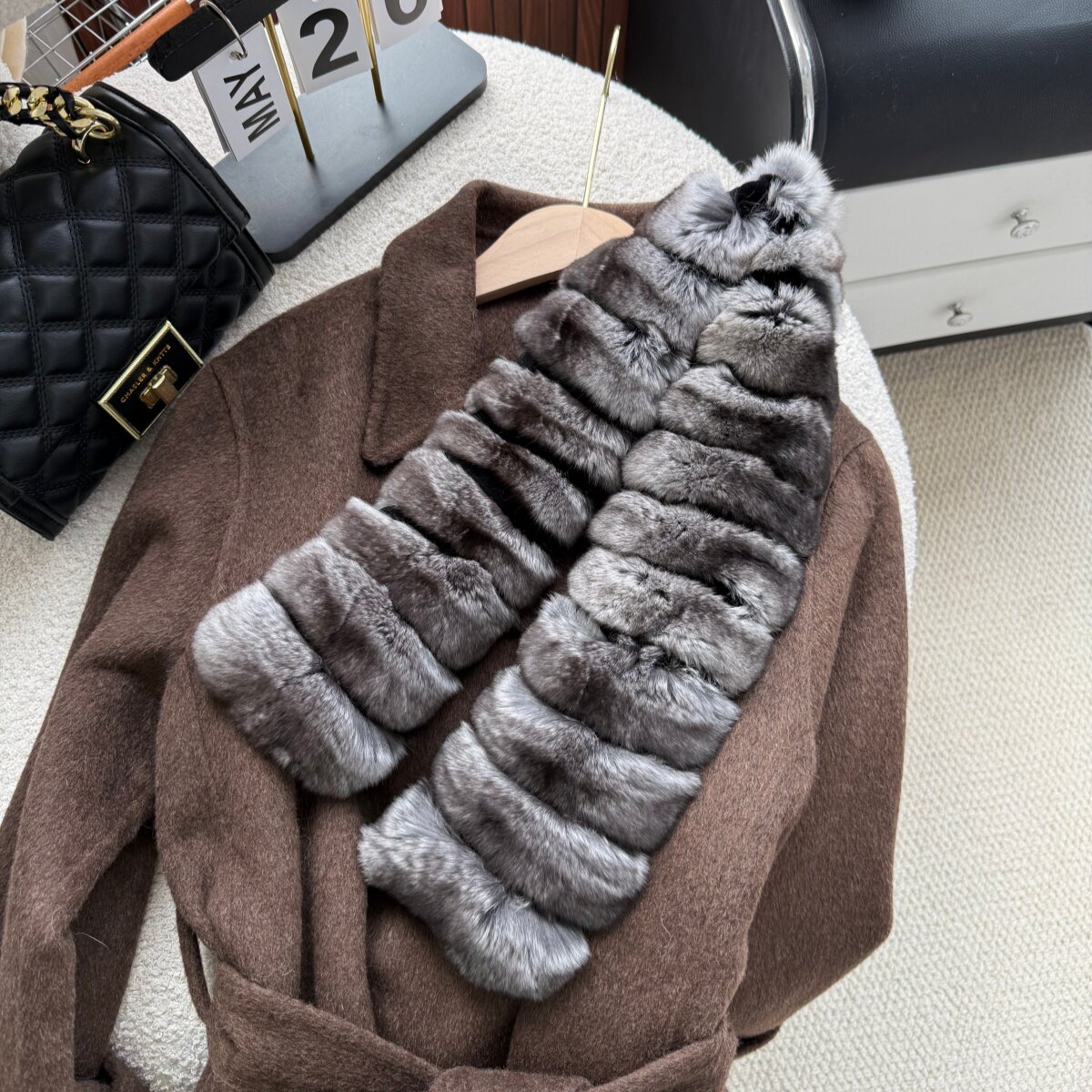 龙猫皮草围巾青紫蓝本色粟鼠原皮