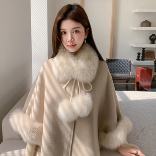新款韩版狐狸毛围脖女冬季大毛球双面围巾真毛毛领子皮草丝带球球