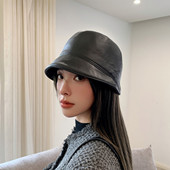 羊皮帽子女渔夫帽显脸小秋冬日系韩版 贝雷帽盆帽保暖时尚 英伦
