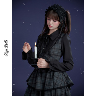 SagiDolls少女斗志 #夜幕人偶#甜辣假两件格纹蛋糕连衣裙lolita冬