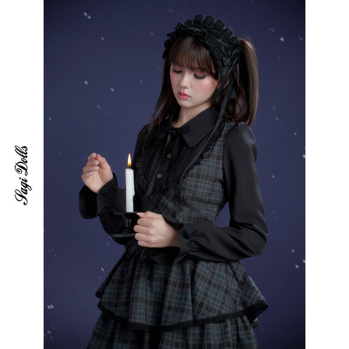 SagiDolls少女斗志 #夜幕人偶#甜辣假两件格纹蛋糕连衣裙lolita冬