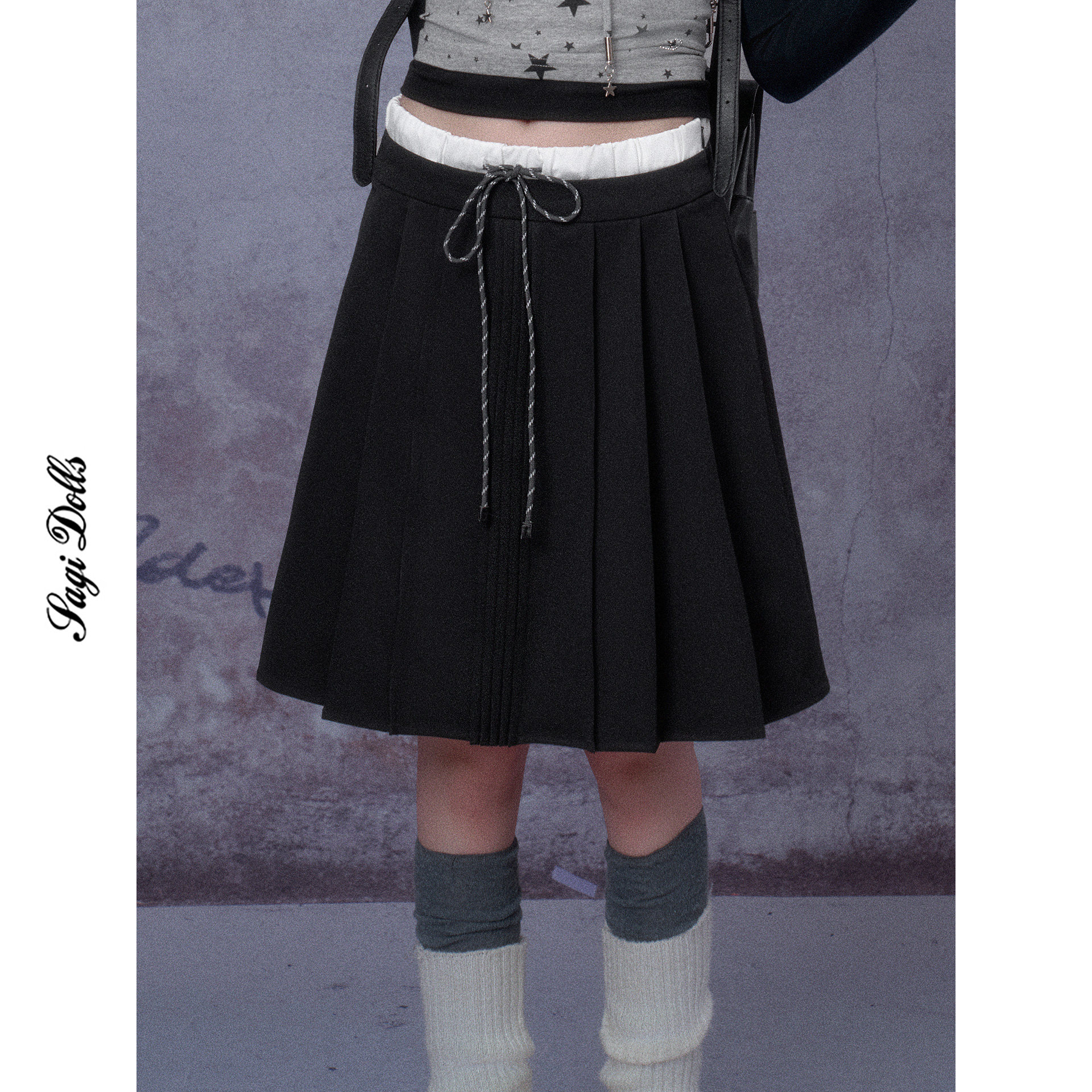 SagiDolls少女斗志暗黑双腰学院风百褶裙中短裙百搭显瘦遮大腿MIU,女装/女士精品,半身裙,淘宝优惠券,粉丝福利购,淘宝优惠卷