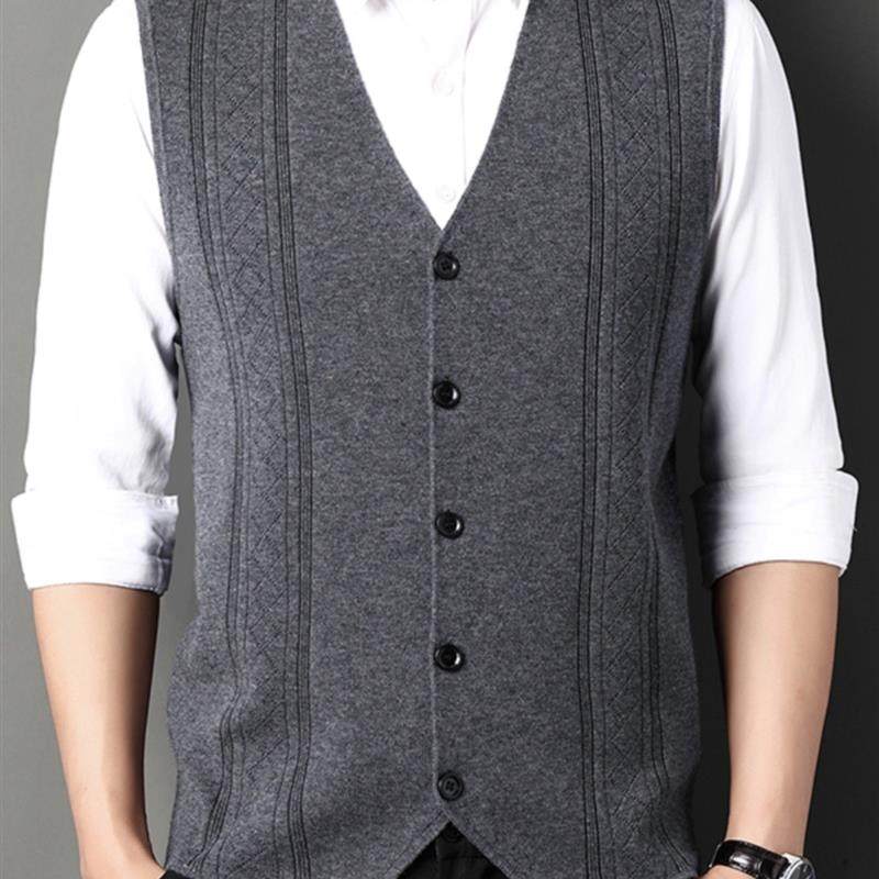 恒源祥秋冬季针织西装开衫马甲坎肩纯羊毛开背心男士薄款爸爸外穿,男装,背心,淘宝优惠券,粉丝福利购,淘宝优惠卷