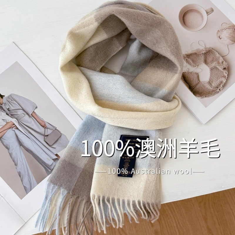 尖货100%澳洲wool纯羊毛围巾男女冬季高级感2025新款围脖生日礼物
