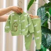 外套小 婴幼儿衣服分体保暖毛线衣开衫 宝宝秋冬毛衣套装 男女针织衫