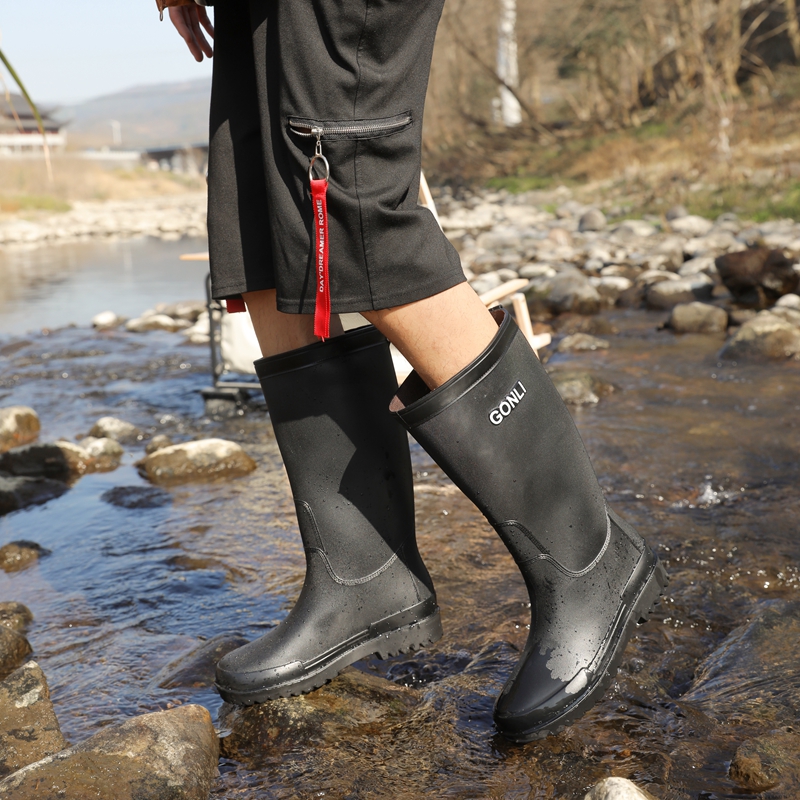 男士中筒加绒防滑耐磨长筒雨靴