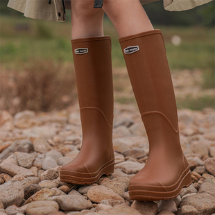 情侣雨季露营加绒胶鞋高筒户外钓鱼男水鞋防水防滑长筒女雨靴