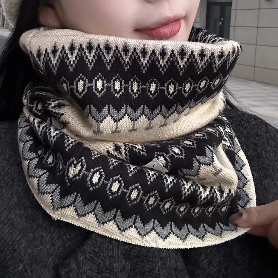 韩版女复古豹纹围脖保暖防寒护颈