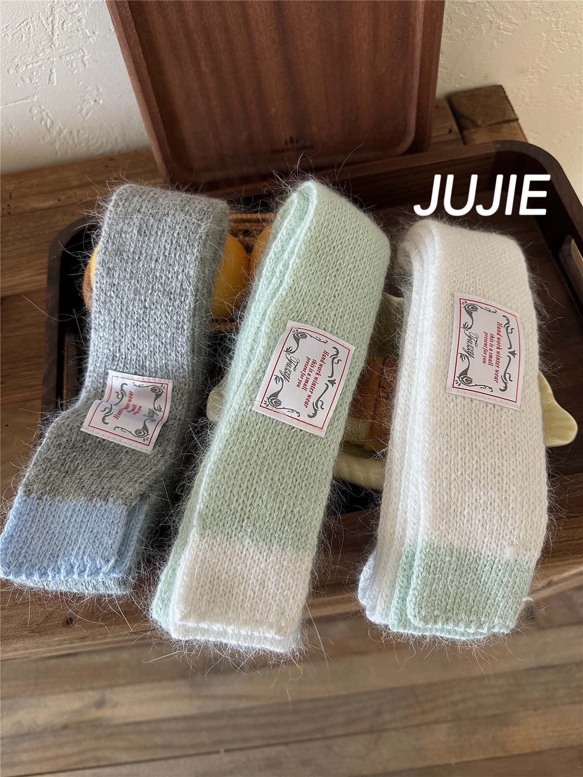 春秋冬女多巴胺撞色围巾保暖加厚