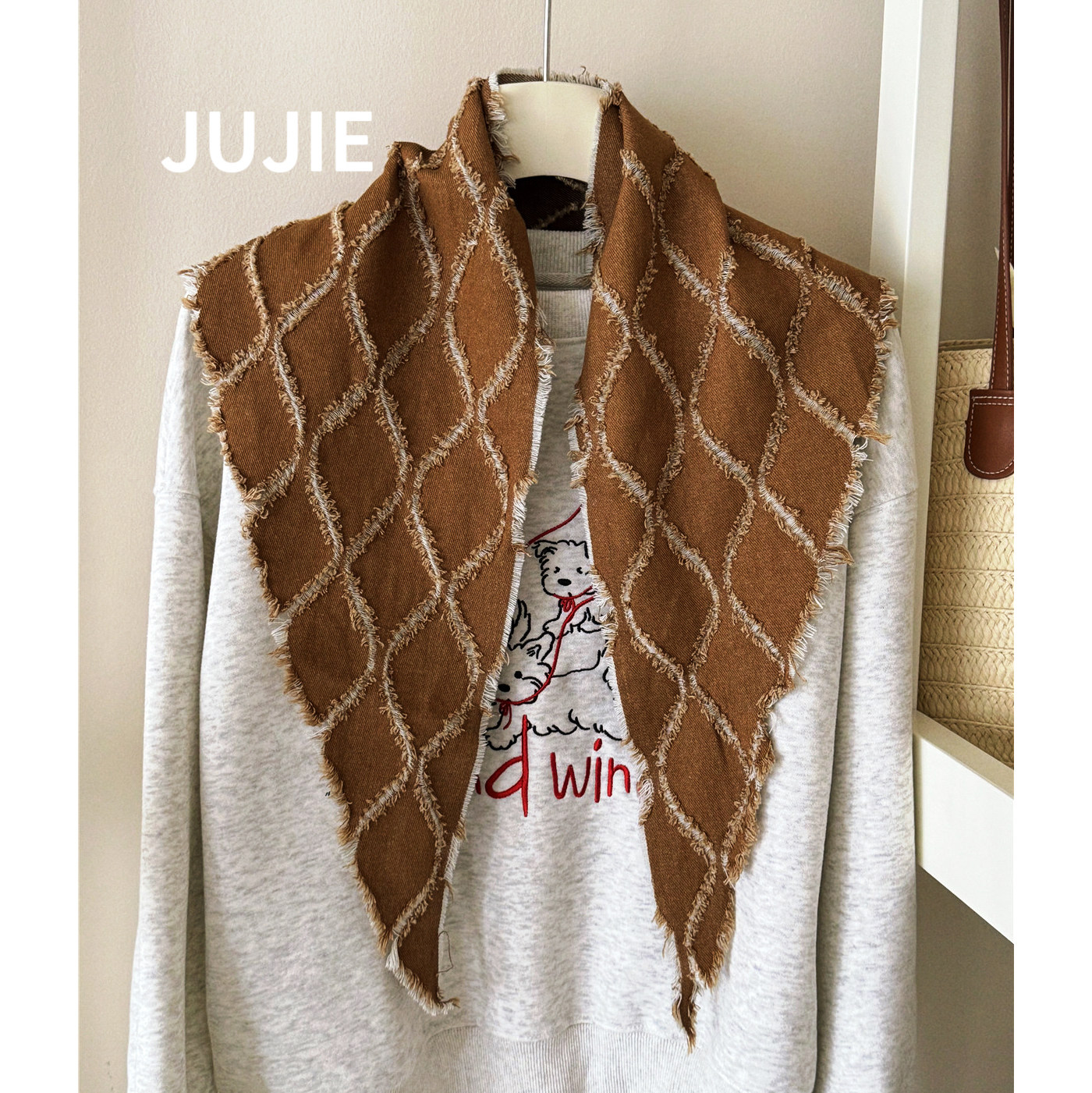 三角披肩复古菱形格子围巾女春秋围巾女双面百搭空调间护肩颈韩版