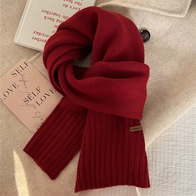 冬季韩版ins简约女纯色围巾保暖