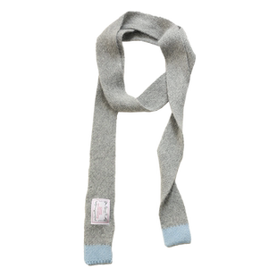 薄荷绿毛线针织围巾2024秋冬新款氛围感多巴胺撞色细窄长条小围脖