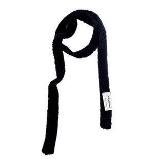 湖蓝色日式小众设计长条窄版围巾少女秋冬新款纯色百搭装饰小围脖