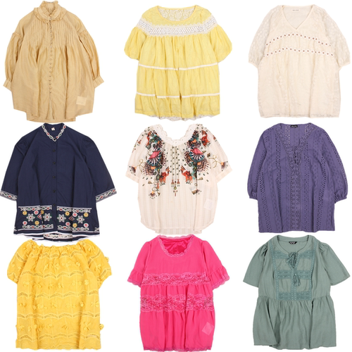 vintage古着日系田园清新森系少女文艺复古纯色棉布衬衫上衣T47