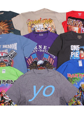 古着vintage美式复古街头摇滚印花t恤嘻哈oversize宽松短袖男女E3