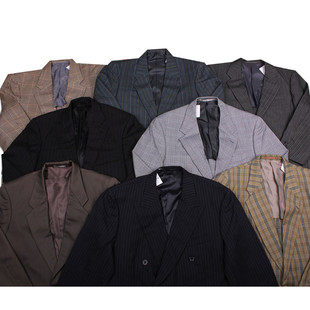 vintage古着日本制哈里斯Harris C16 Tweed材质千鸟格纯色复古西装