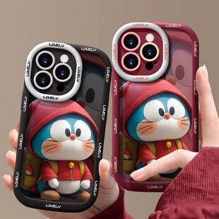 卡通哆啦A梦苹果17promax手机壳新款xs保护套女15pro动漫叮当猫iphone16镜头全包苹果13promax男女同款手机套