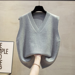 2025年秋季新款背心女针织马甲百搭无袖毛衣春秋外搭叠穿V领上衣
