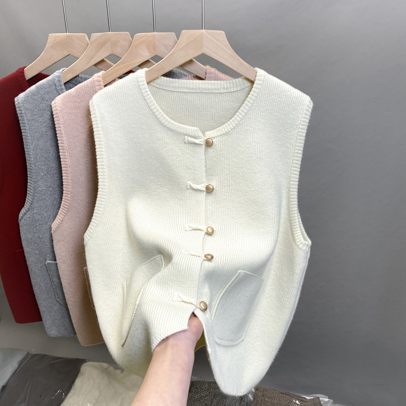 国风无袖针织马甲背心女上衣