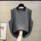V领针织马甲背心女2026春新款 套头毛衣百搭气质灰色 宽松坎肩无袖