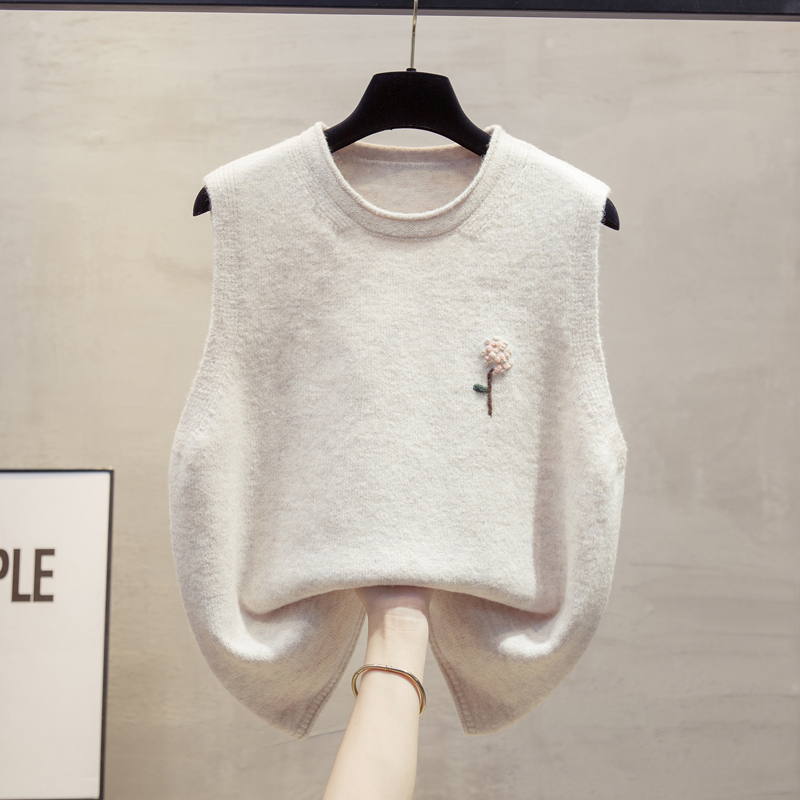 纤芙莉韩版圆领针织马甲背心