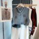 新款 女韩版 宽松时尚 2025秋装 单排扣无袖 提花马甲百搭休闲背心坎肩