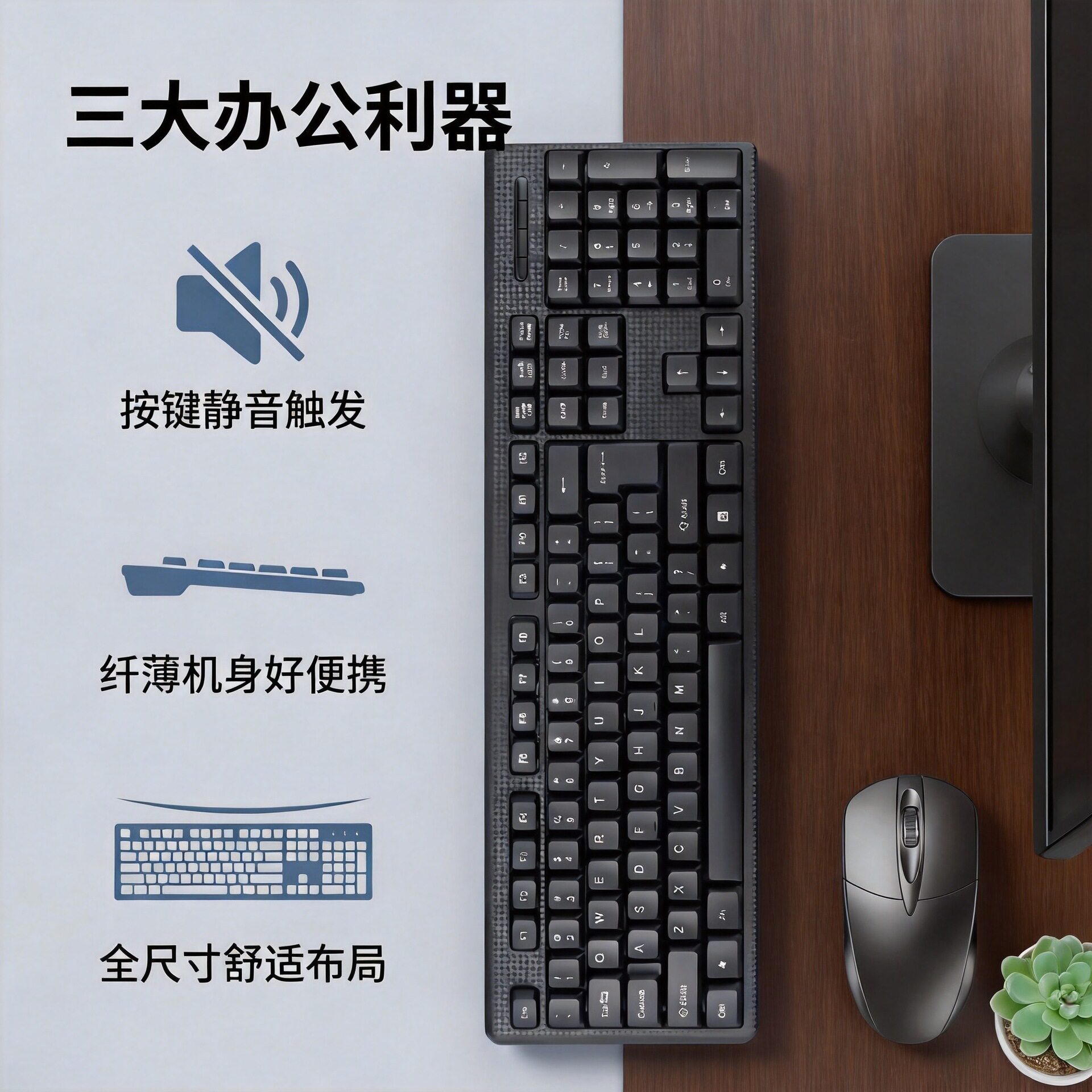 爆款有线USB键盘鼠标套装人体工学防水台式笔记本电竞轻薄通用