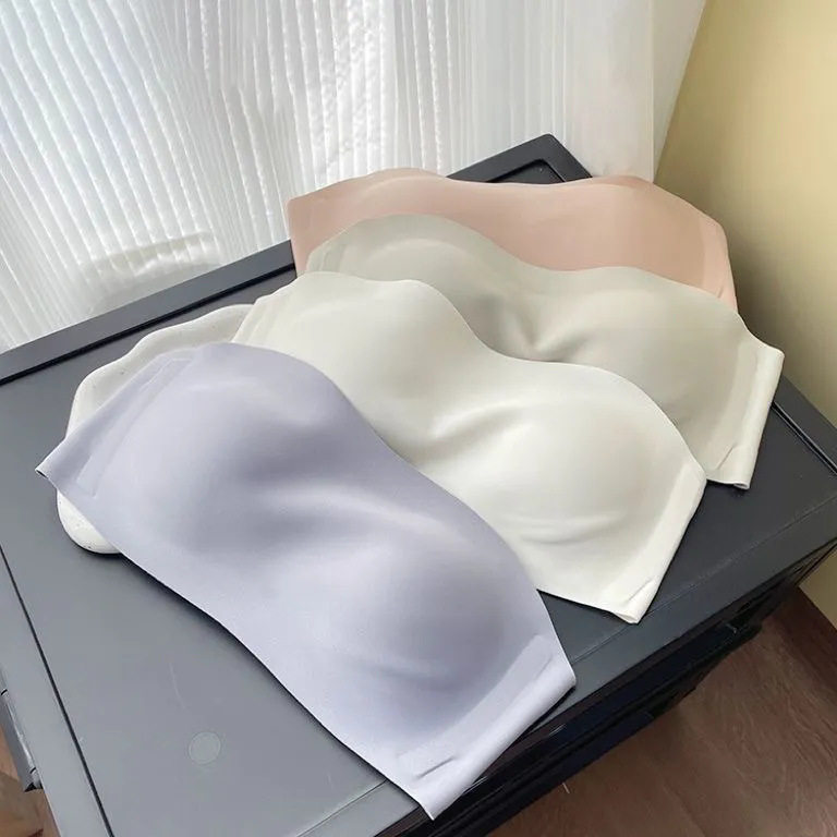 夏季无肩带内衣女外穿薄款防滑无痕隐形抹胸收副乳果冻条裹胸文胸