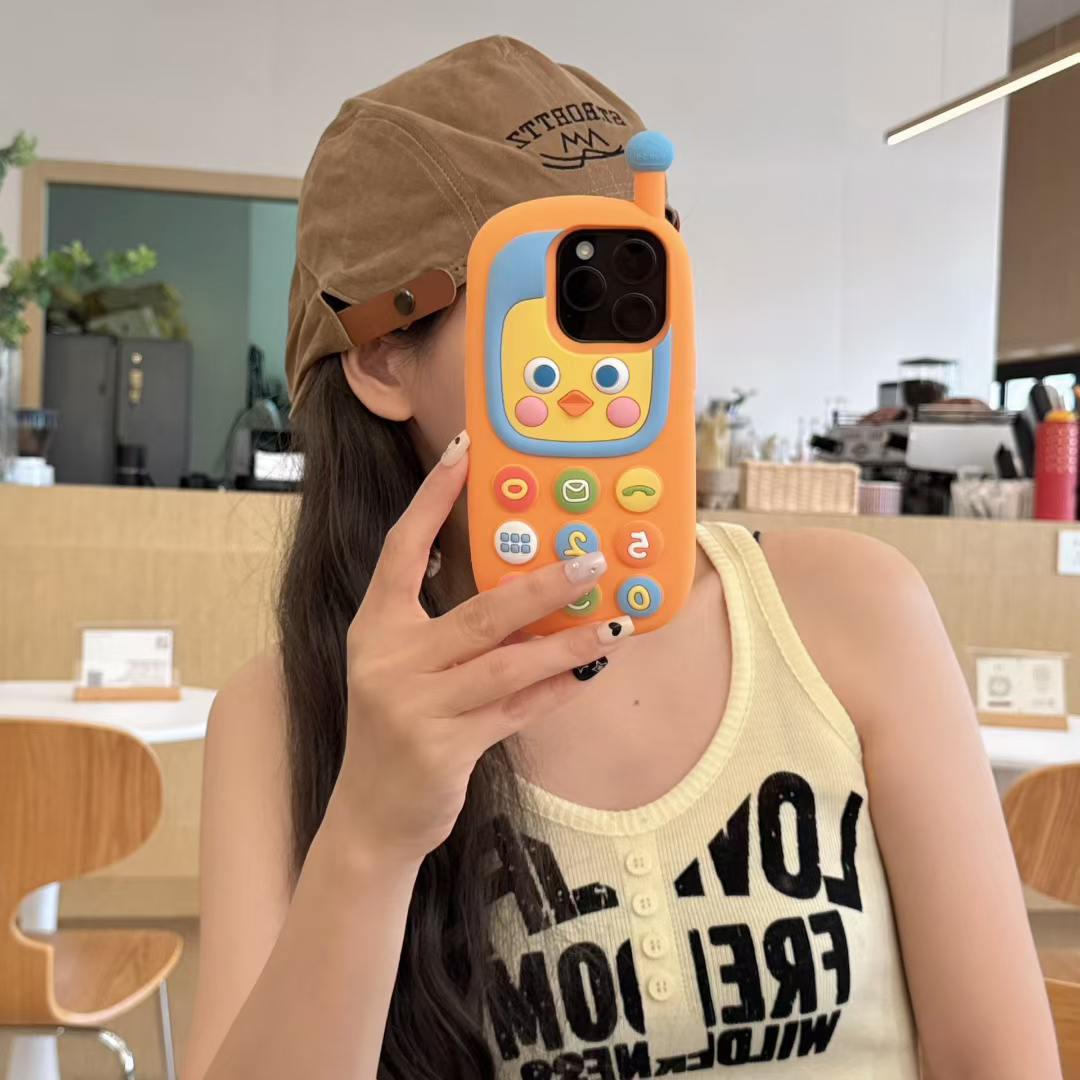 新款卡通立体小鸡16手机壳15promax硅胶软套14pro防摔保护壳iPhone16潮女手鸡电话大哥大可爱小鸭