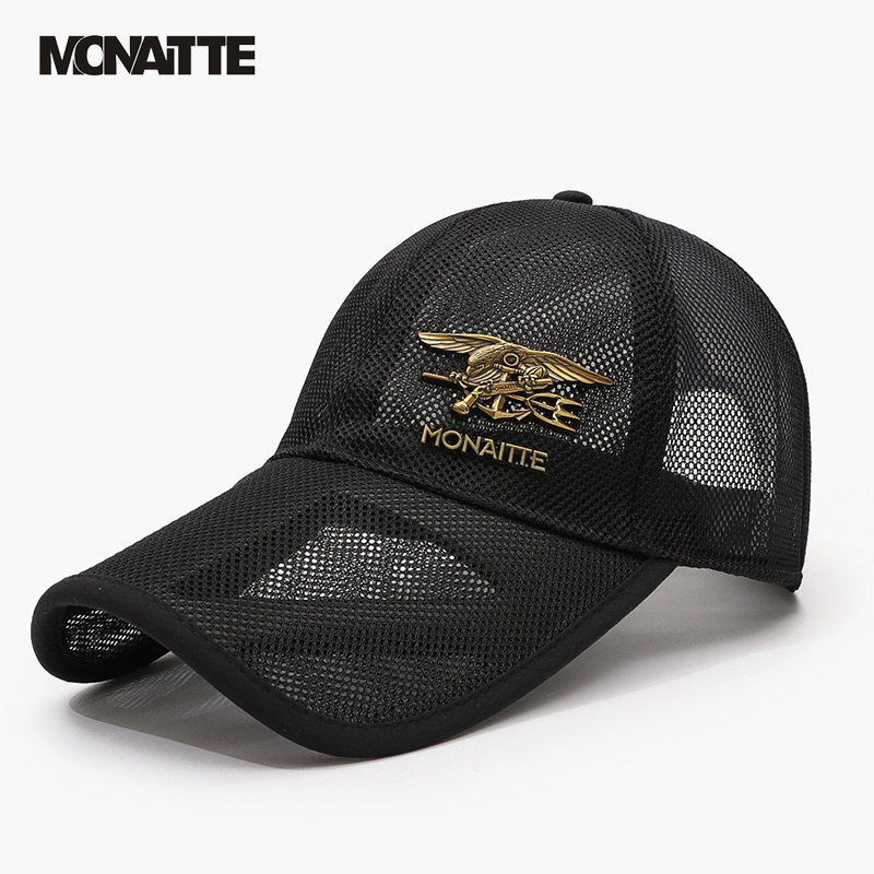 帽子男夏季透气薄款网眼鸭舌帽男士大头围防晒遮阳棒球帽太阳帽潮