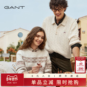 女士纯绵羊毛衣费尔岛条纹绞花休闲长袖 GANT 甘特25秋冬新款 针织