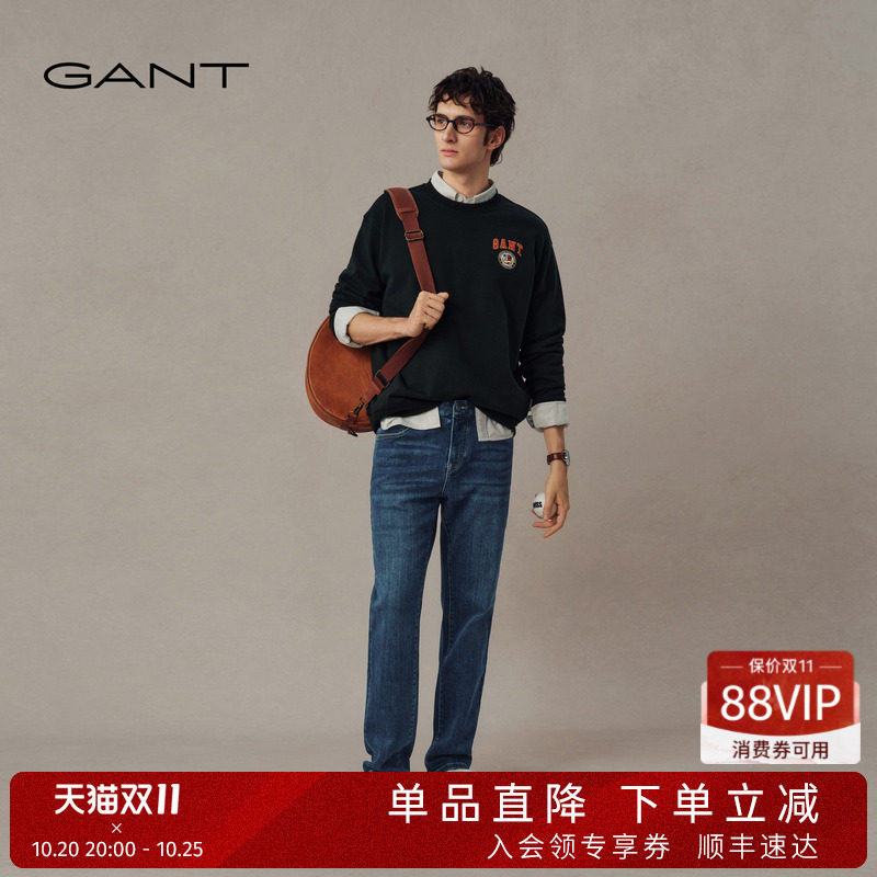【旷野系列】GANT/甘特26秋冬男士微弹直筒裤休闲复古水洗牛仔裤