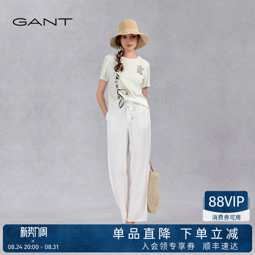 GANT/甘新款特女直筒阔腿休闲裤