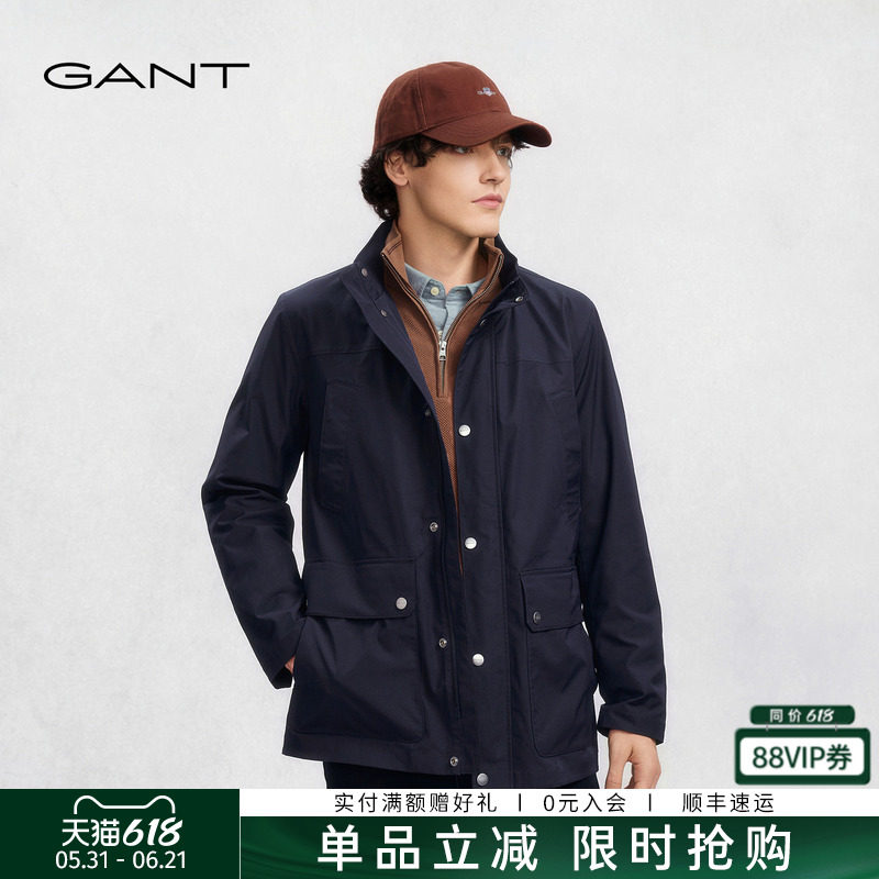 GANT/甘特秋冬新款男士复古休闲可隐藏连帽工装立领通勤夹克外套
