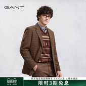 100%绵羊毛 男士 GANT 新款 复古格纹休闲单西服外套 甘特秋冬季