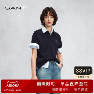 【出色POLO】GANT/甘特26春夏新款女士珠地棉柔软微弹翻领短袖T恤