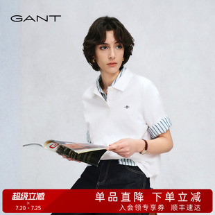 【出色POLO】GANT/甘特26春夏新款女士珠地棉柔软微弹翻领短袖T恤
