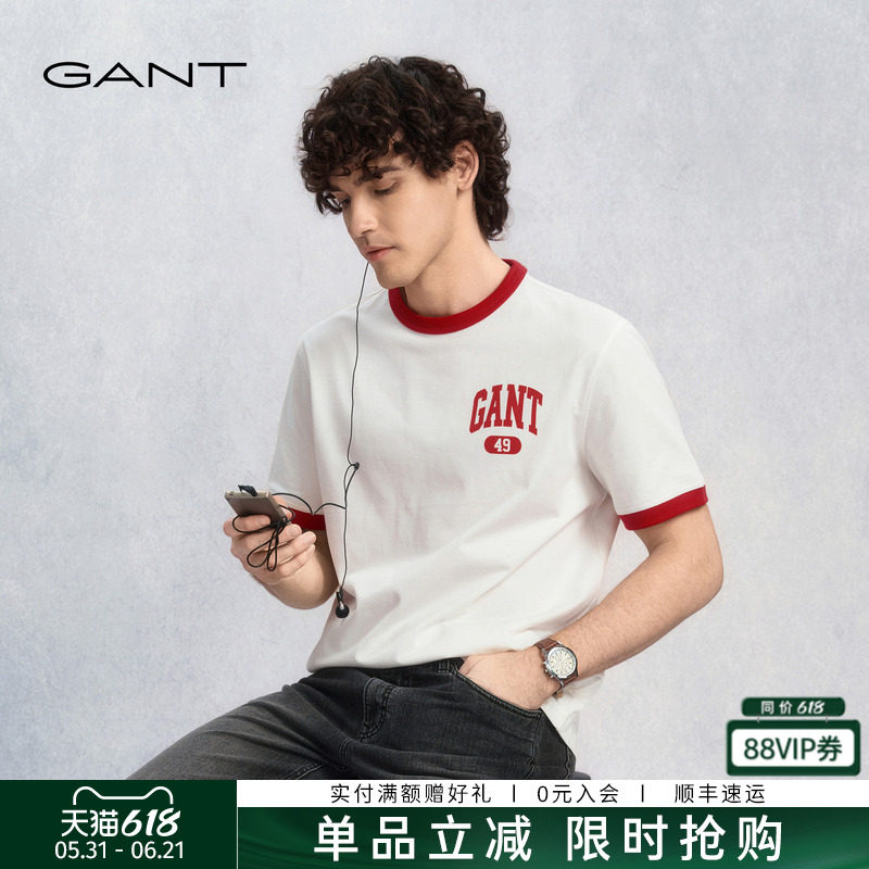【随心系列】GANT/甘特26春夏男装学院风短袖T恤纯棉圆领休闲上衣