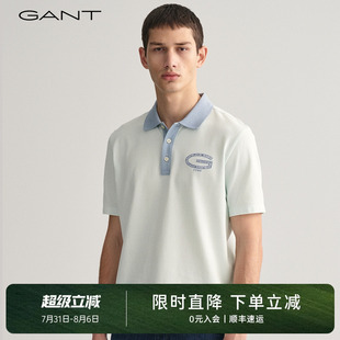 100%棉 甘特夏季 GANT POLO衫 男士 简约休闲风通勤撞色翻领短袖